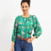 Clothing Loft | Garden Shirred Blouse Fraser Green