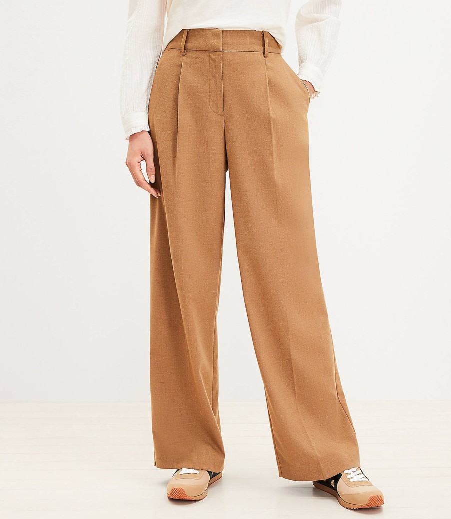 Clothing Loft | Peyton Trouser Pants In Heathered Brushed Flannel Desert Camel Heather