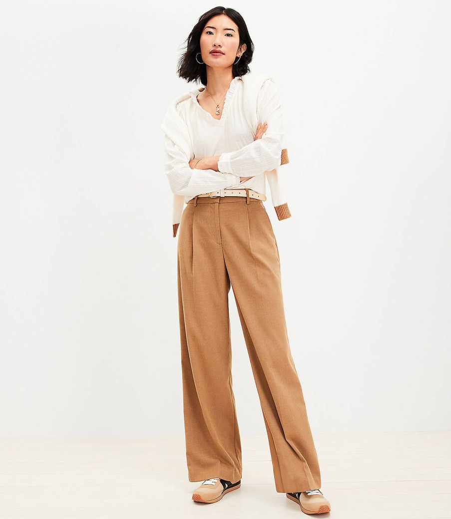 Clothing Loft | Peyton Trouser Pants In Heathered Brushed Flannel Desert Camel Heather