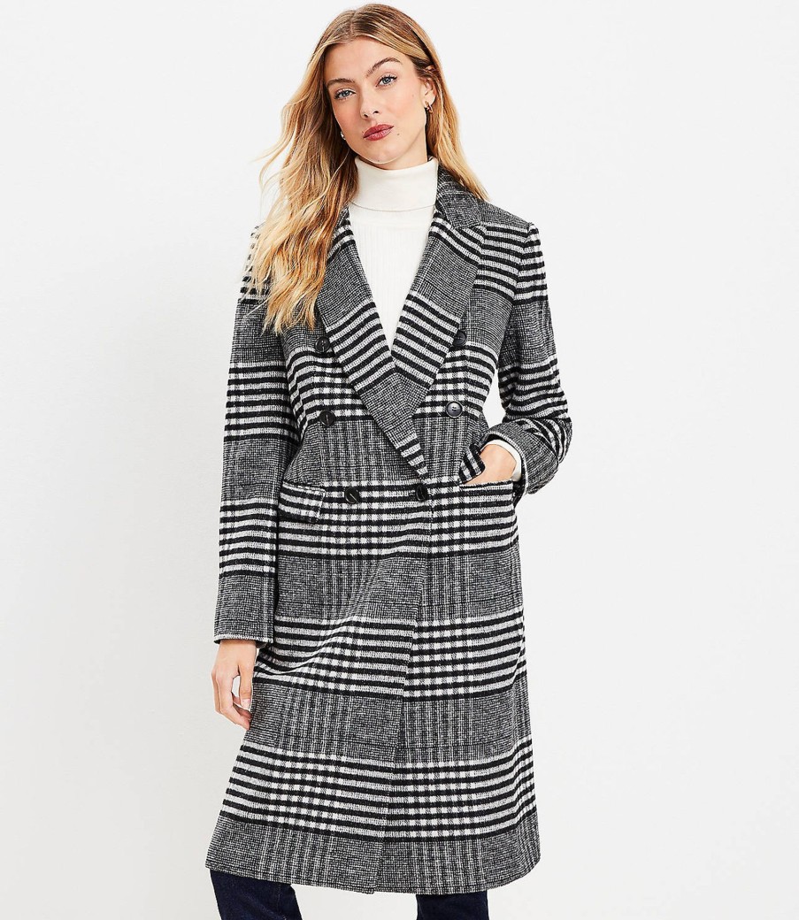 Clothing Loft | Plaid Double Breasted Coat Whisper White