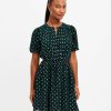 Clothing Loft | Metallic Clip Pintucked Flare Dress Green / Silver Multi