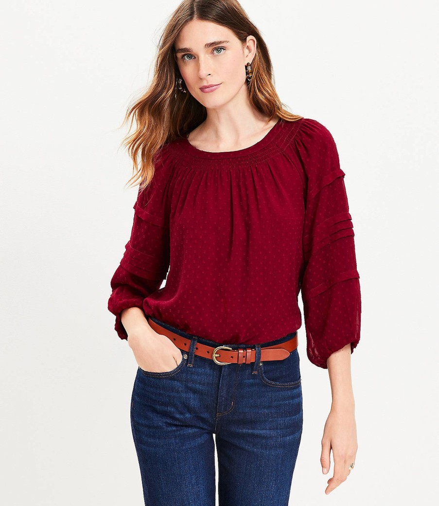 Clothing Loft | Clip Pleated Balloon Sleeve Top Magical Plum