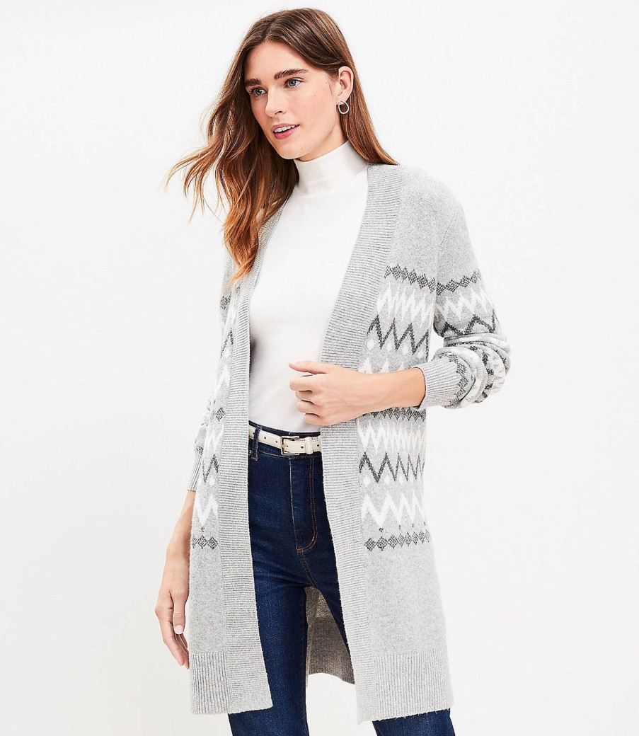 Clothing Loft | Fair Isle Open Cardigan Pavestone Heather