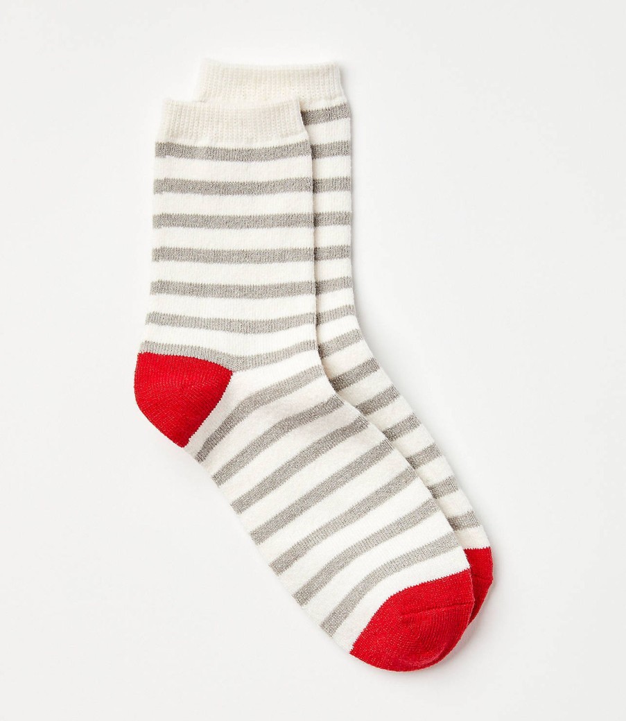 Accessories & Shoes Loft | Striped Cozy Crew Socks Whisper White