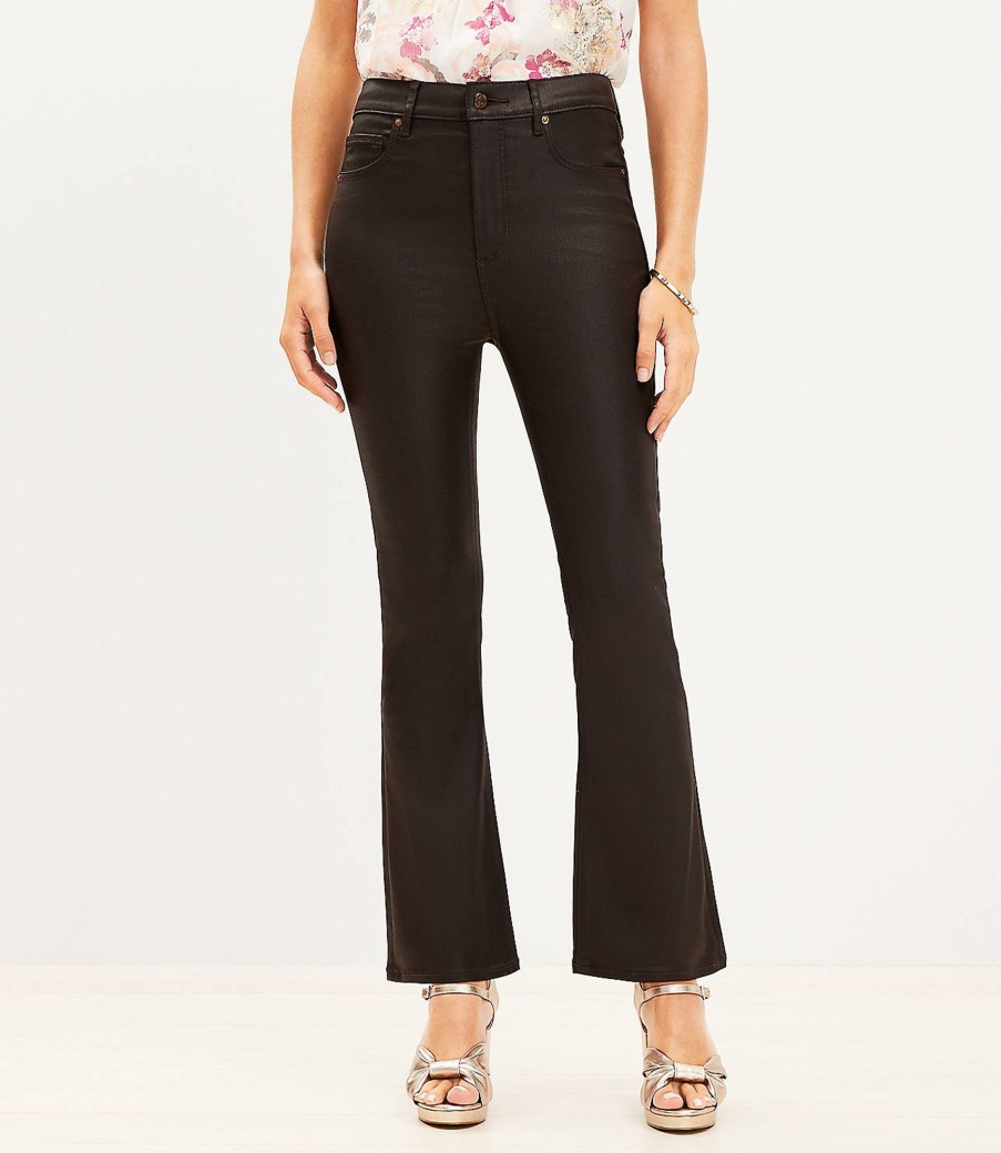 Clothing Loft | Coated High Rise Kick Crop Jeans In Brown Brown Coated