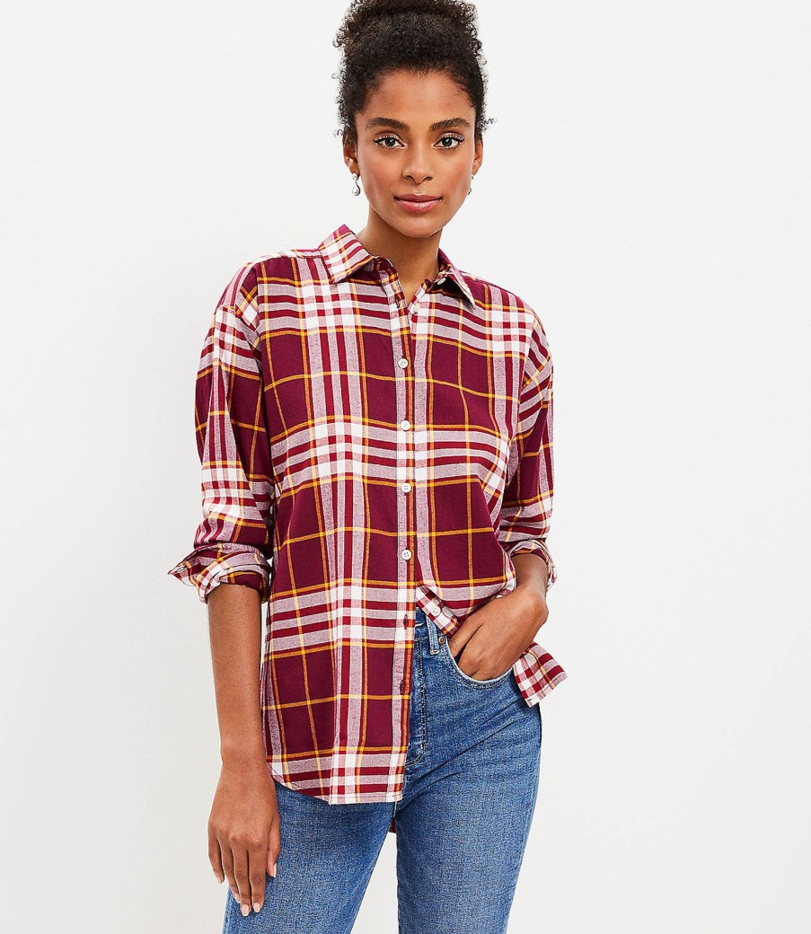 Clothing Loft | Plaid Flannel Oversized Everyday Shirt Fresh Syrah