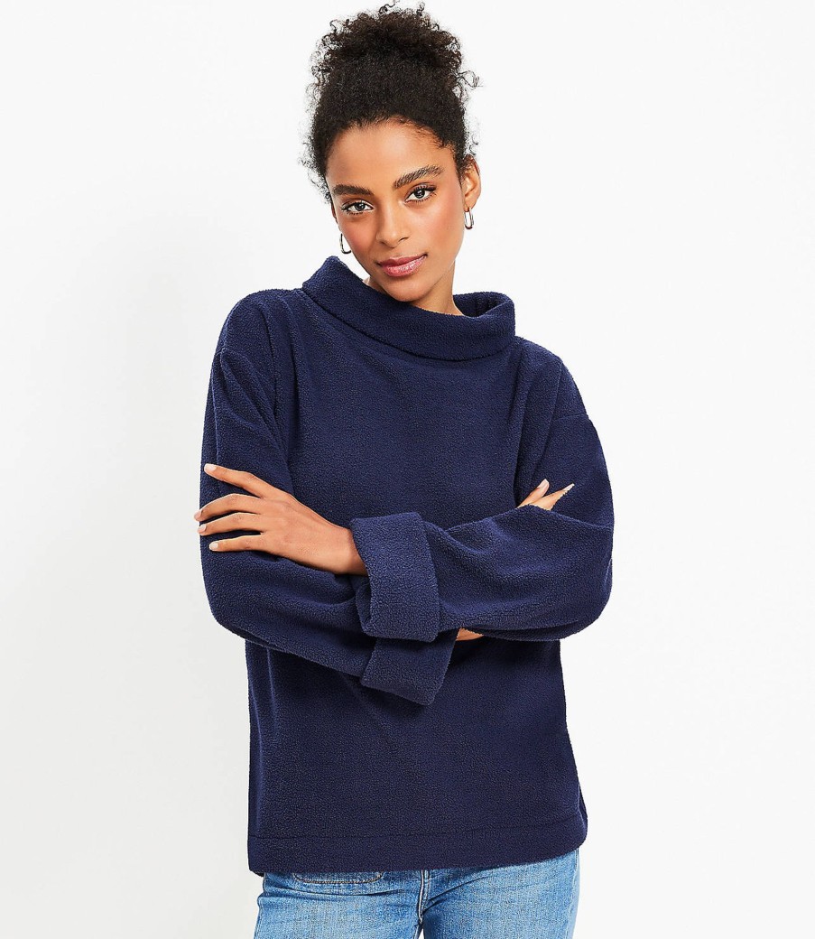 Clothing Loft | Cozy Funnel Neck Top Deep Space Blue