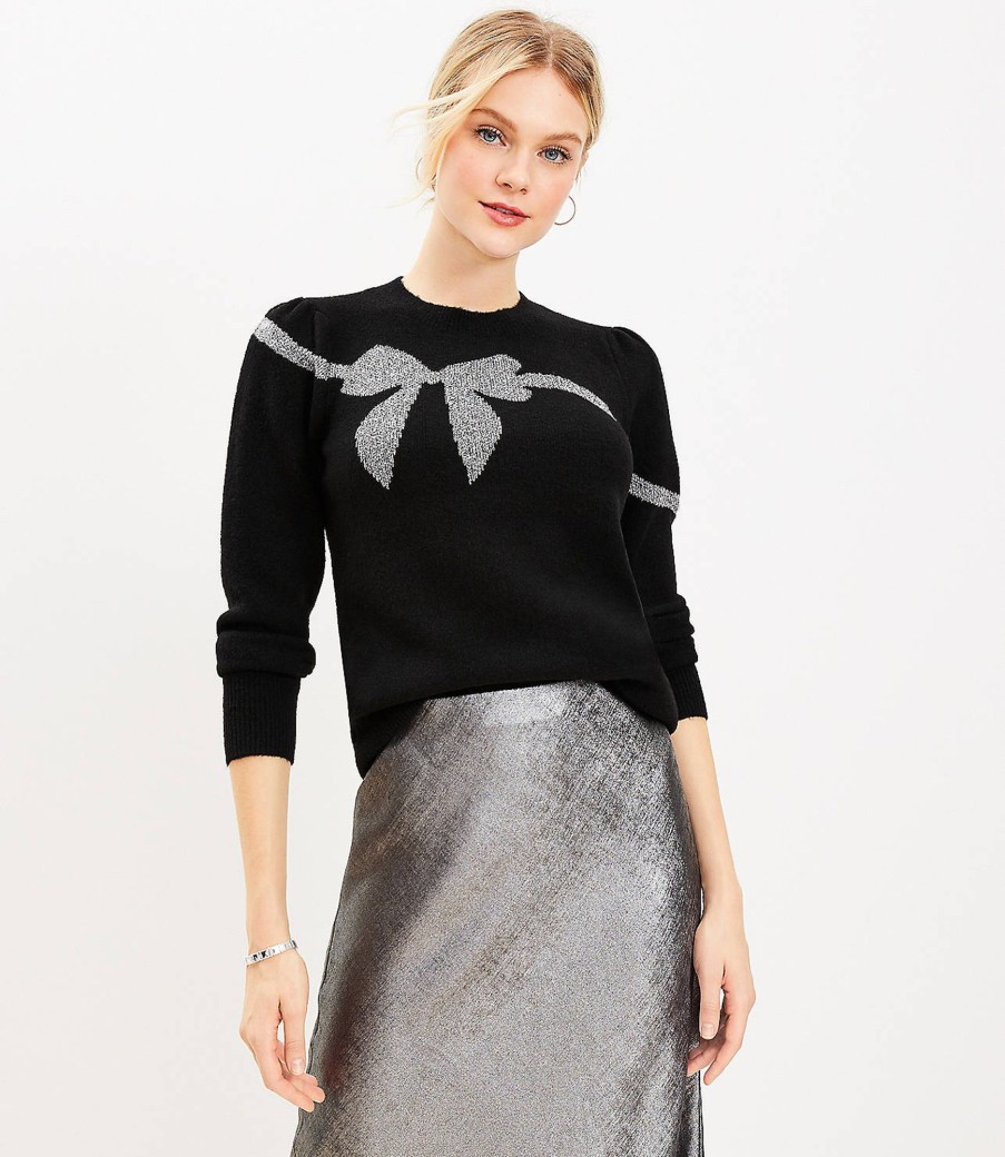 Clothing Loft | Shimmer Bow Sweater Black