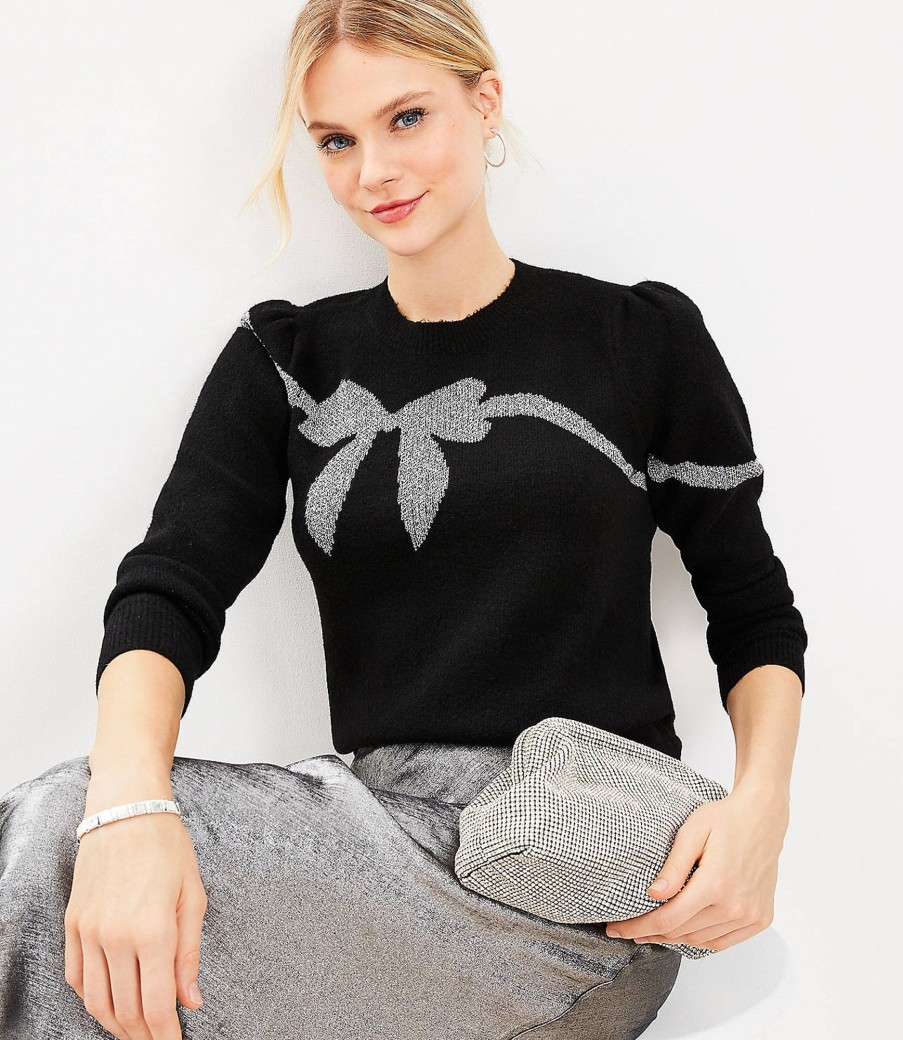 Clothing Loft | Shimmer Bow Sweater Black