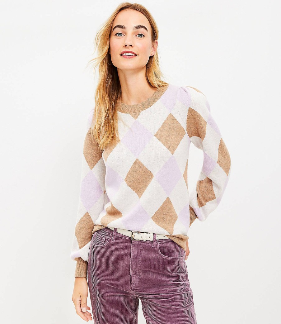 Clothing Loft | Argyle Sweater Sheer Violet