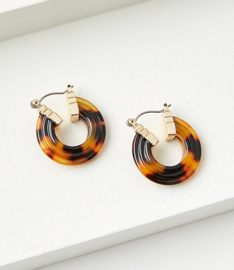 Accessories & Shoes Loft | Tortoiseshell Print Hoop Earrings Tortoise Shell Brown