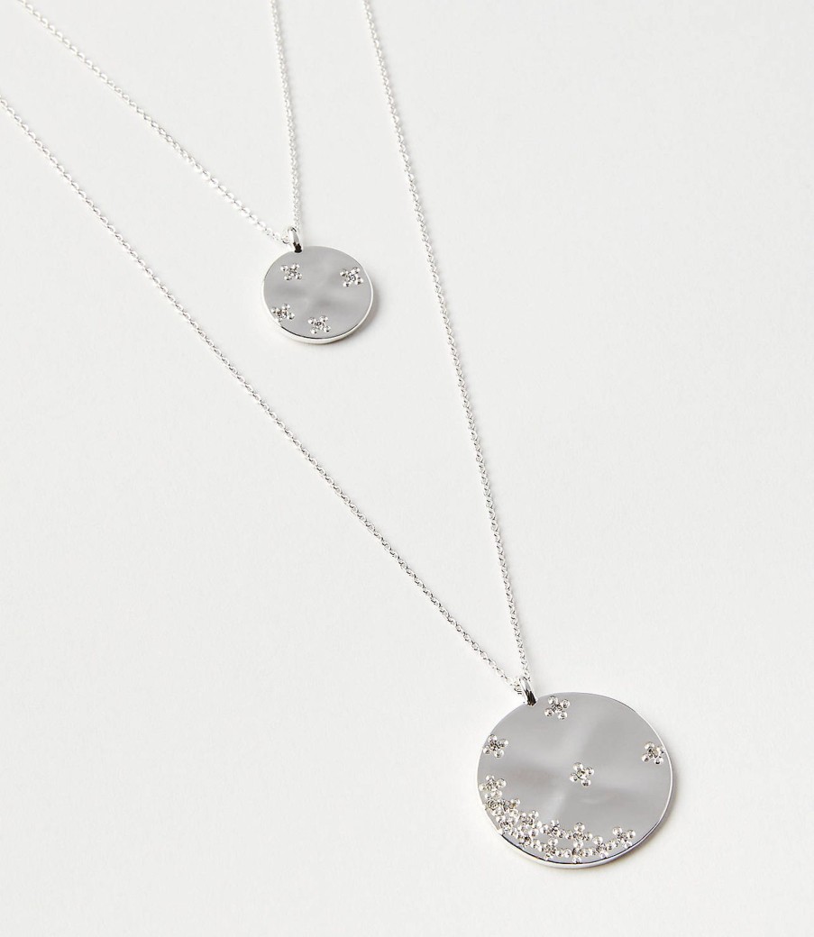 Accessories & Shoes Loft | Double Layered Pendant Necklace Silvertone