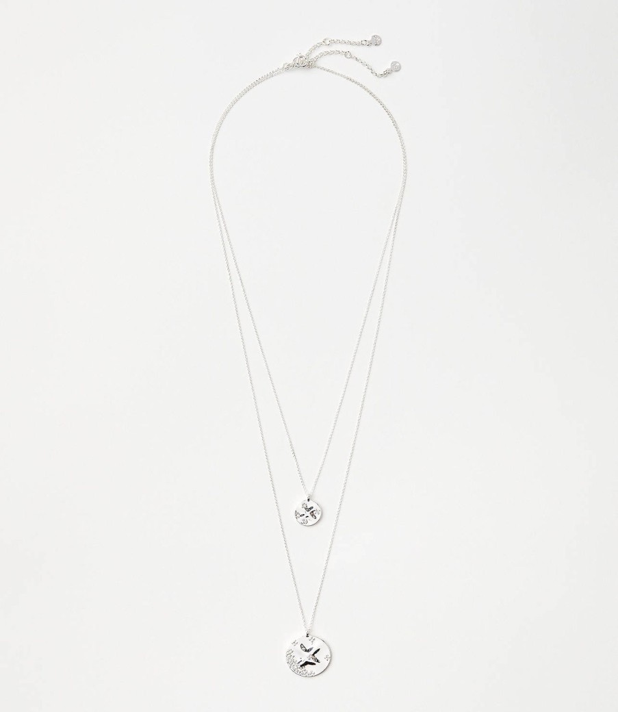 Accessories & Shoes Loft | Double Layered Pendant Necklace Silvertone