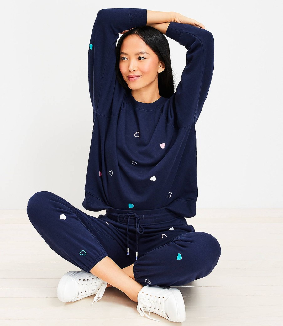 Clothing Loft | Lou & Grey Heart Cozy Cotton Terry Sweatshirt Deep Space Blue