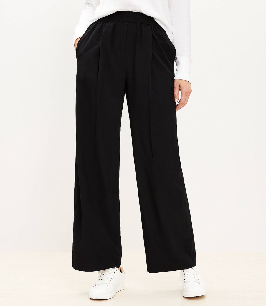 Clothing Loft | Lou & Grey Wanderweave Shirred Wide Leg Pants Black