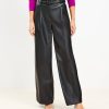 Clothing Loft | Belted Wide Leg Pants In Faux Leather Black