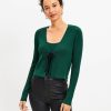 Clothing Loft | Velvet Tie Ribbed Cardigan Deep Tropic Green