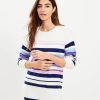 Clothing Loft | Striped Drop Shoulder Tunic Sweater Whisper White