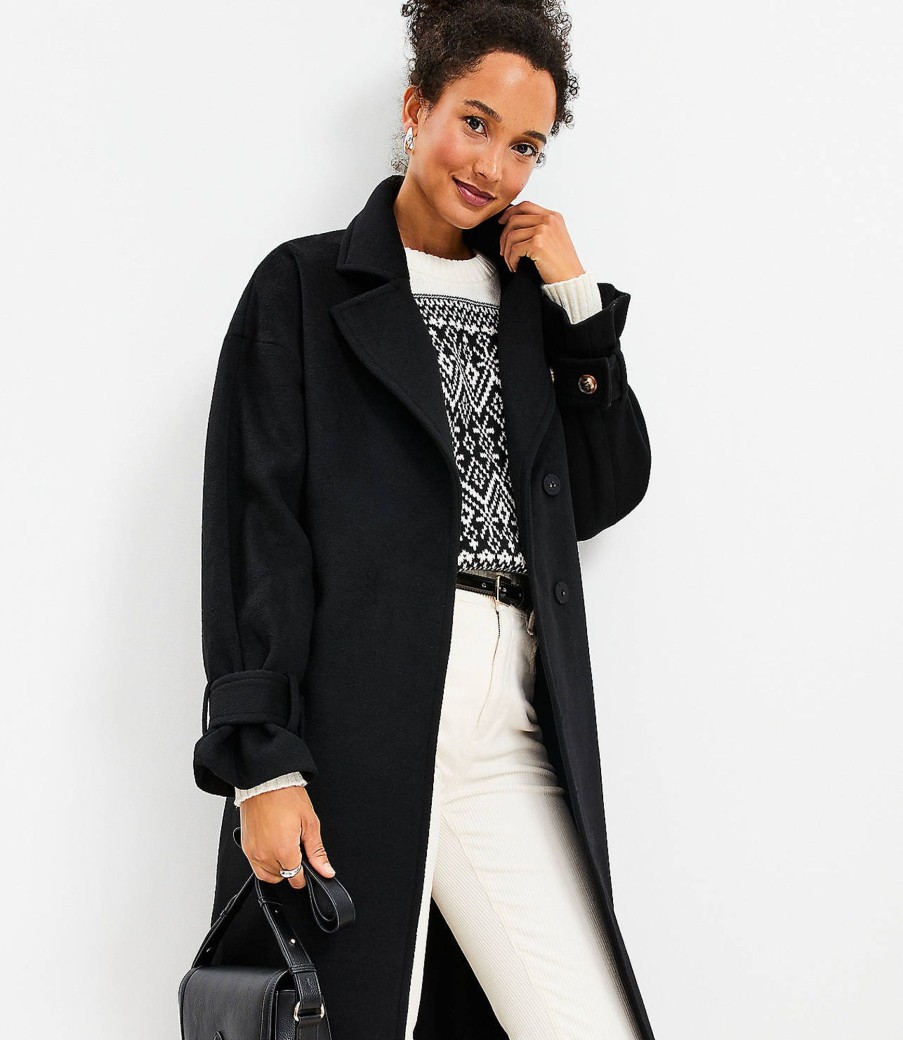 Clothing Loft | Modern Tie Waist Trench Coat Black