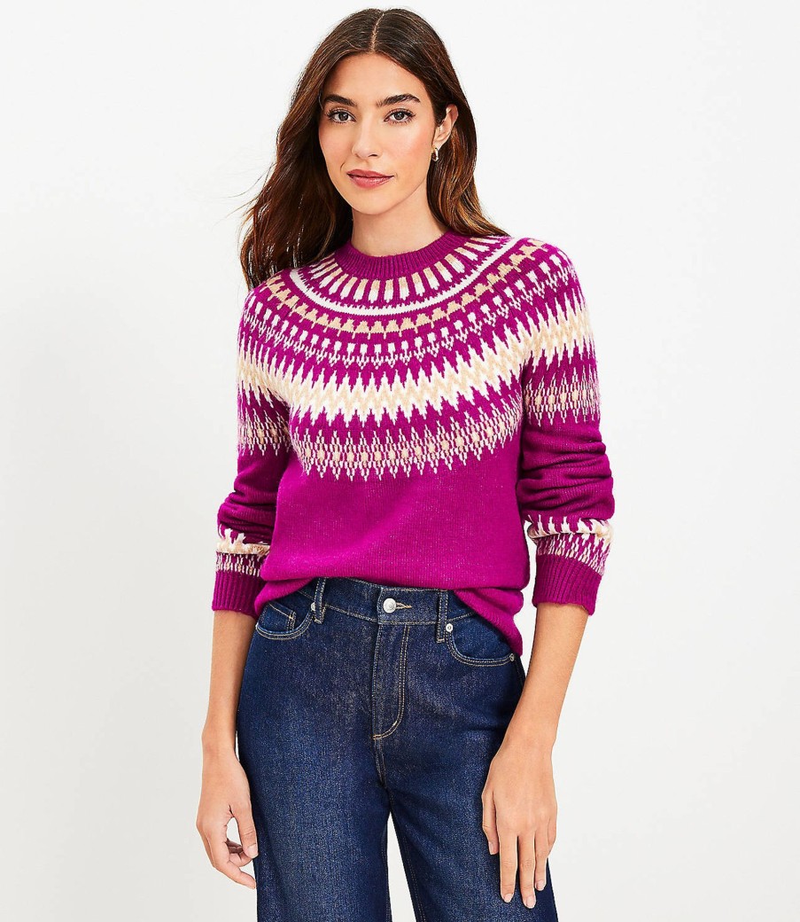 Clothing Loft | Fair Isle Yoke Sweater Violet Orchid