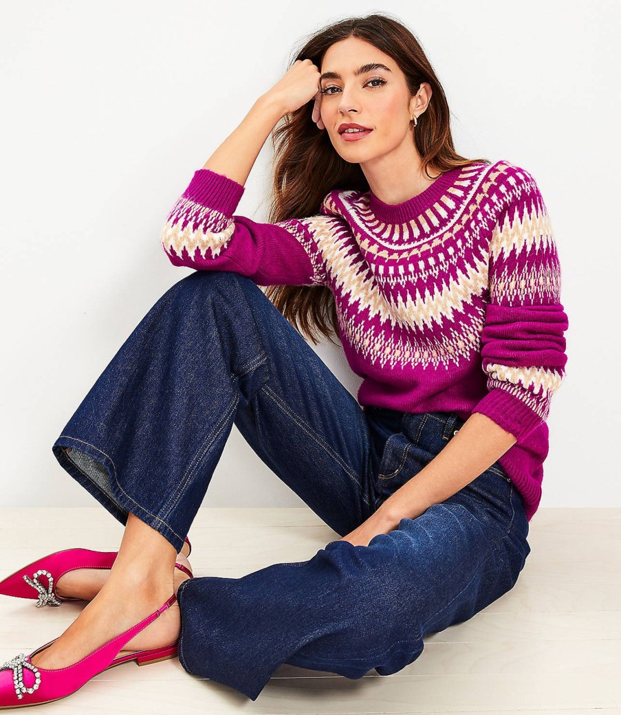 Clothing Loft | Fair Isle Yoke Sweater Violet Orchid