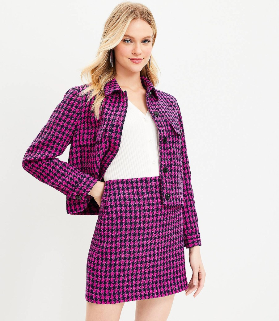 Clothing Loft | Textured Houndstooth Pocket Skirt Twilight Multi