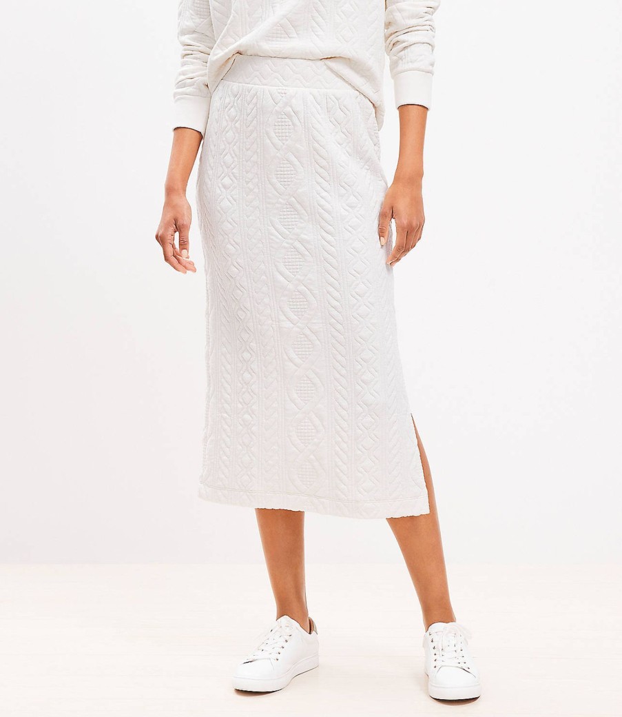 Clothing Loft | Lou & Grey Quilted Cable Midi Skirt Whisper White