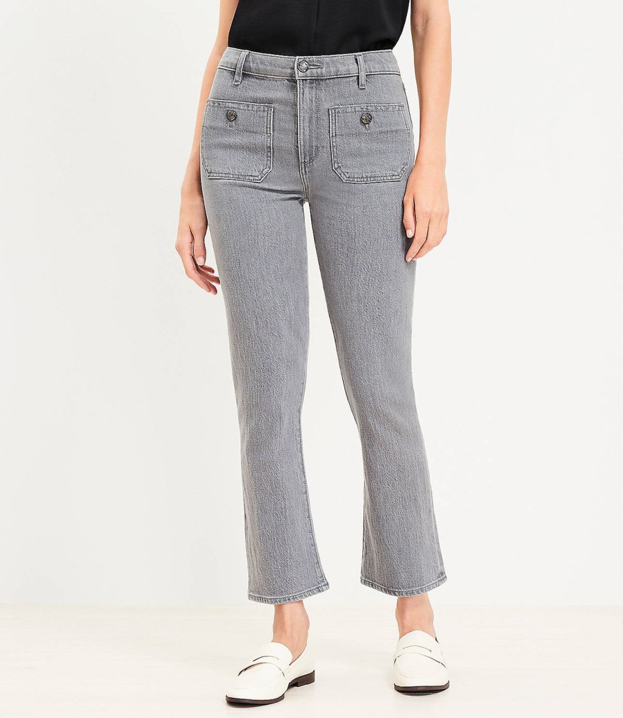 Clothing Loft | Curvy Patch Pocket High Rise Kick Crop Jeans In Grey