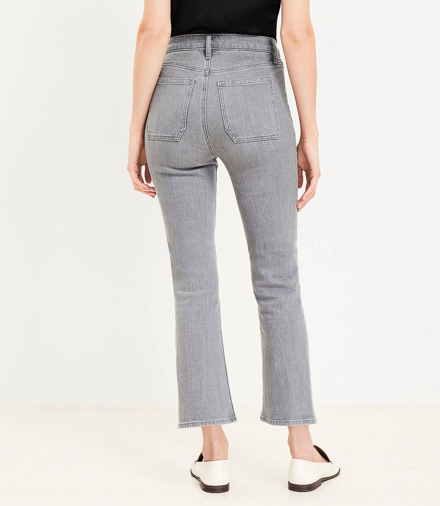 Clothing Loft | Patch Pocket High Rise Kick Crop Jeans In Grey