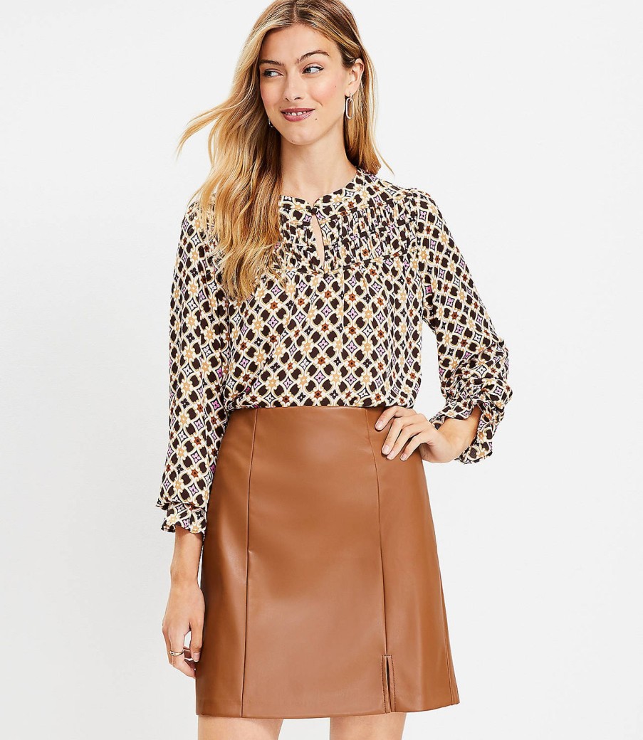 Clothing Loft | Seamed Faux Leather Skirt Cocoa Powder