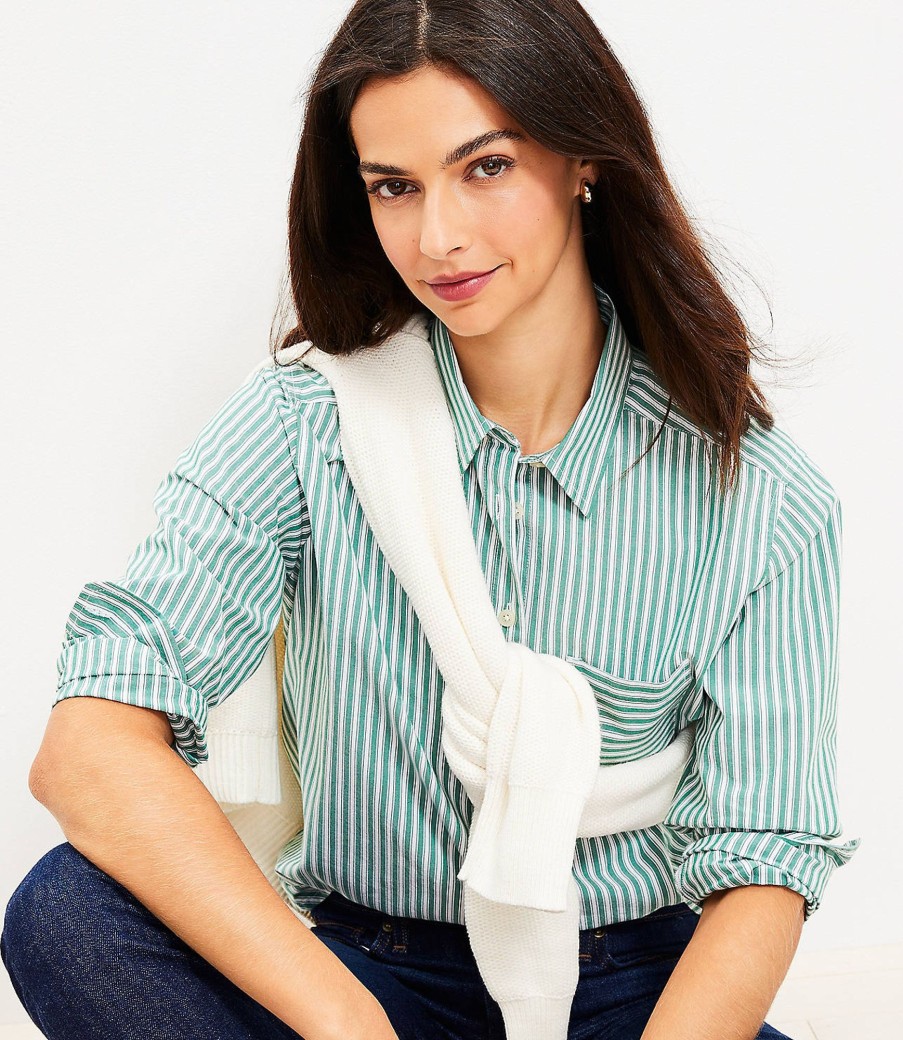 Clothing Loft | Striped Relaxed Everyday Shirt Fraser Green