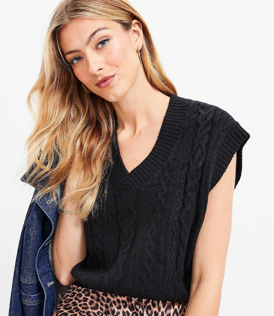 Clothing Loft | Cable Sweater Vest Black