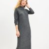 Clothing Loft | Ribbed Turtleneck Midi Sweater Dress Pavestone Heather