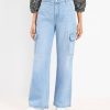 Clothing Loft | High Rise Wide Leg Utility Jeans In Light Wash