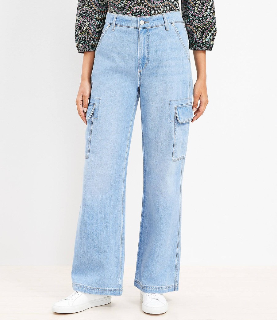 Clothing Loft | High Rise Wide Leg Utility Jeans In Light Wash