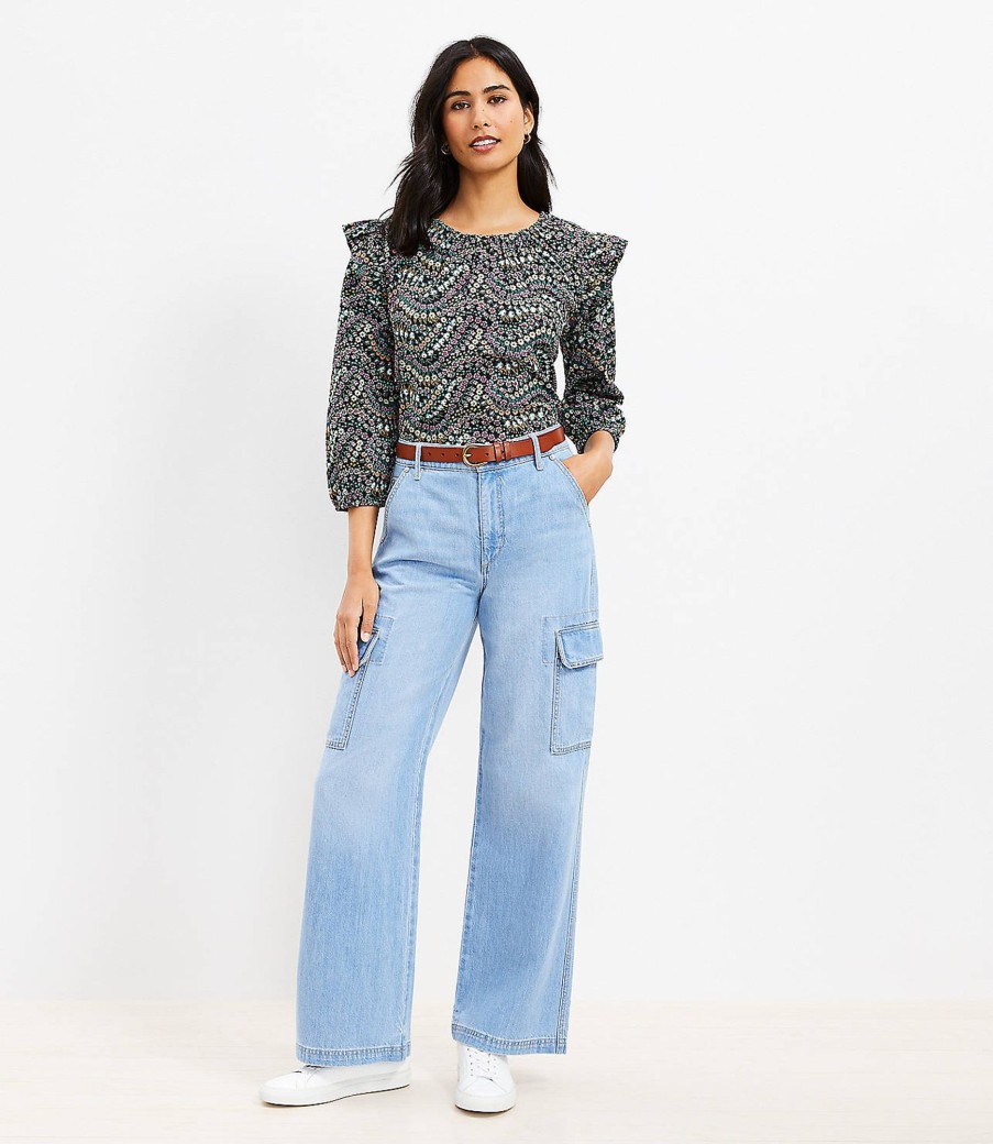 Clothing Loft | High Rise Wide Leg Utility Jeans In Light Wash