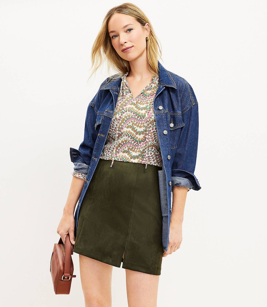 Clothing Loft | Seamed Faux Suede Skirt Dark Caper