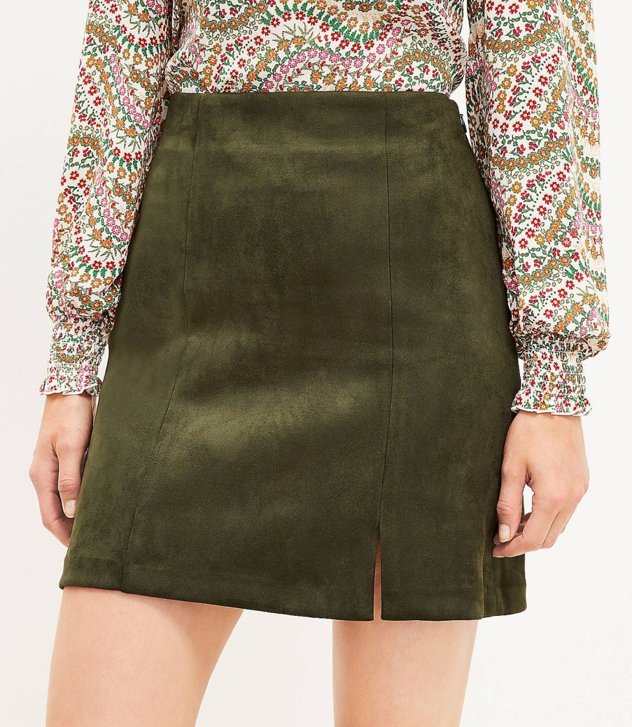 Clothing Loft | Seamed Faux Suede Skirt Dark Caper