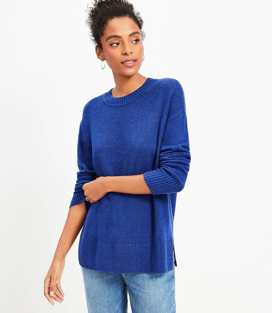 Clothing Loft | Drop Shoulder Tunic Sweater Delphinium Blue