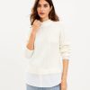 Clothing Loft | Layered Mixed Media Cable Sweater Whisper White