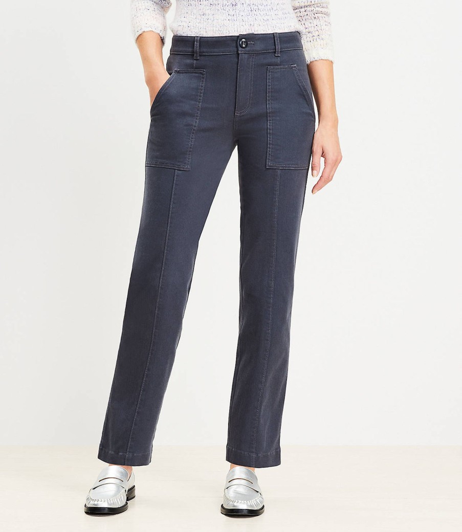 Clothing Loft | Patch Pocket Straight Pant In Twill Coastal Grey