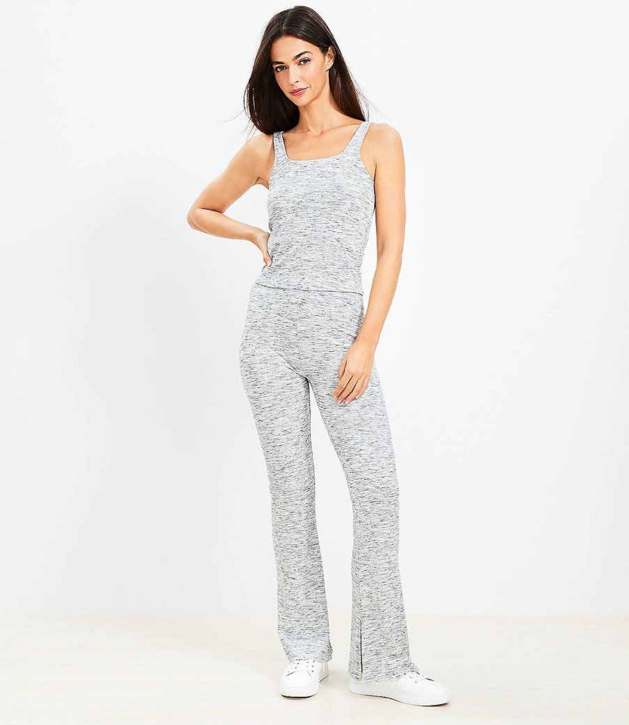 Clothing Loft | Lou & Grey Ribbed Flare Pants Light Cobblestone Heather