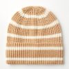 Accessories & Shoes Loft | Stripe Ribbed Cashmere Beanie Fawn