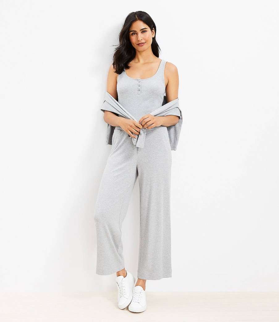 Clothing Loft | Lou & Grey Ribbed Wide Leg Pants Pebble Grey Heather