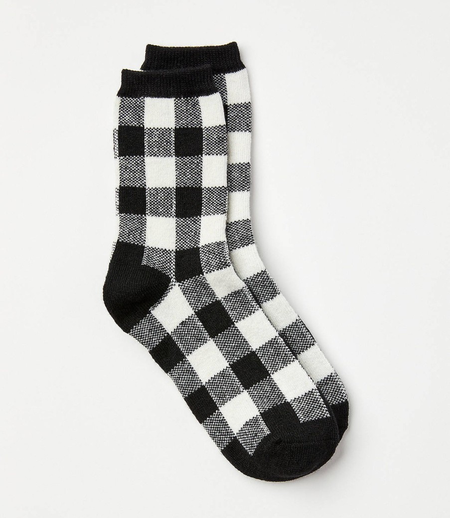 Accessories & Shoes Loft | Buffalo Plaid Crew Socks Black/White Combo