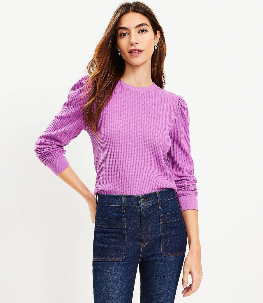 Clothing Loft | Brushed Waffle Puff Sleeve Top Orchid Grove