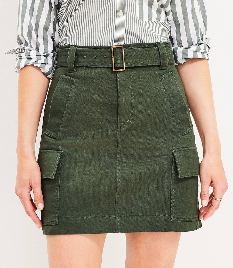 Clothing Loft | Twill Cargo Pocket Skirt Spring Pine