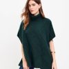 Accessories & Shoes Loft | Lattice Cable Turtleneck Poncho Deep Tropic Green