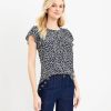 Clothing Loft | Fern Flutter Sleeve Henley Mixed Media Shell 3260