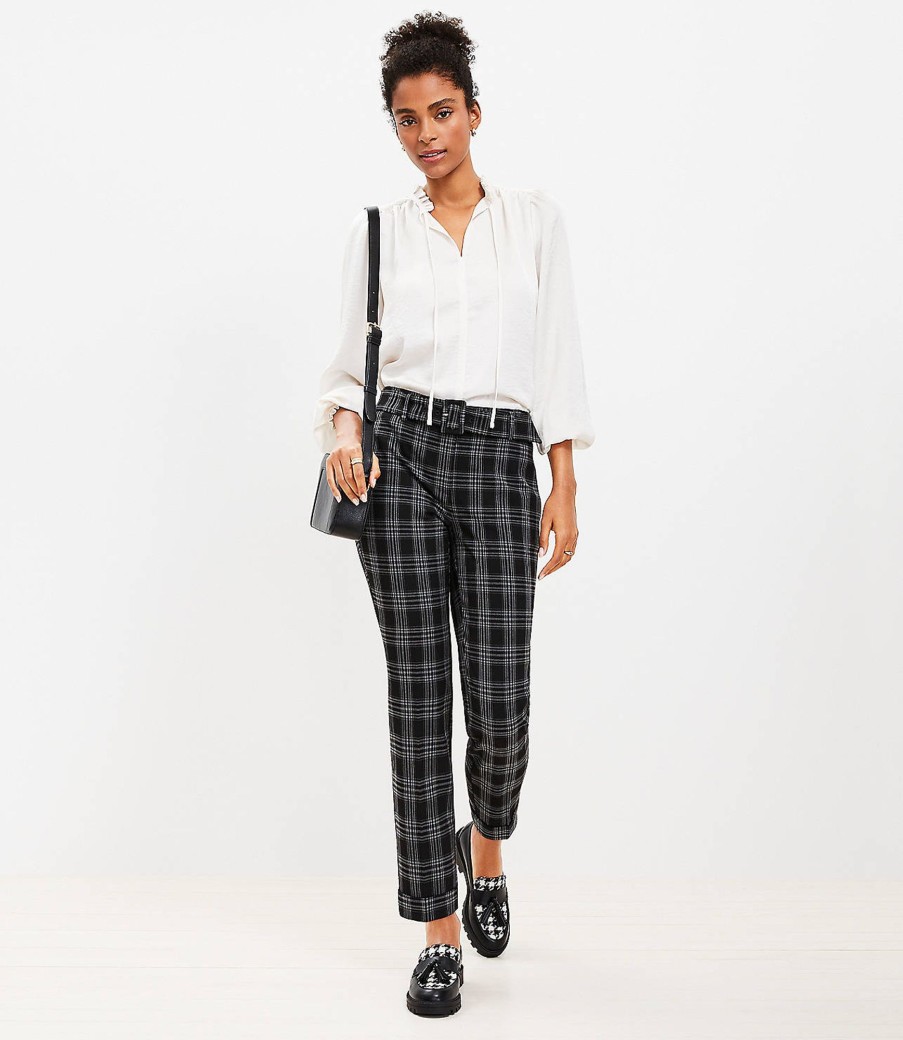 Clothing Loft | Belted Devin Slim Pants In Plaid Black